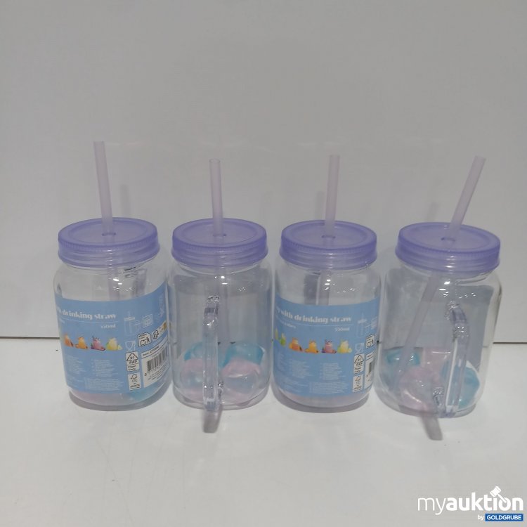 Artikel Nr. 929583: Cup with Drinking straw und Plastik Eiswürfel Lila 4Stk 