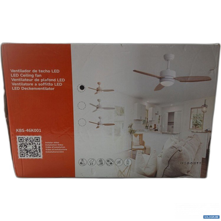 Artikel Nr. 967583: LED Deckenventilator in Weiß mit Holzflügeln, ca 58×28×38,5cm, Art.No. EU-KBS-46K001-MH-DC-MW