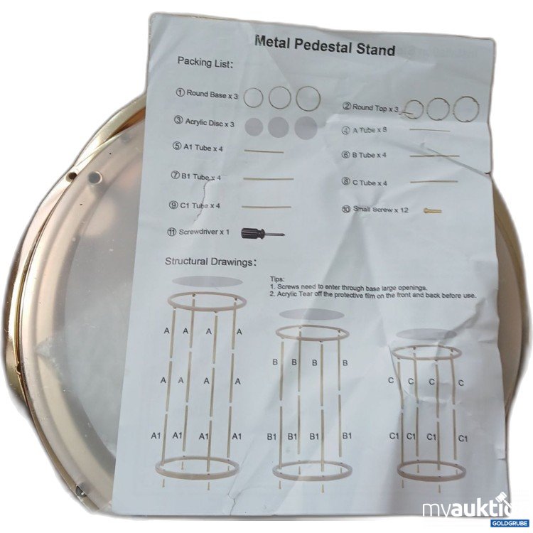 Artikel Nr. 982584: Metal Pedestal Stand in Rosé