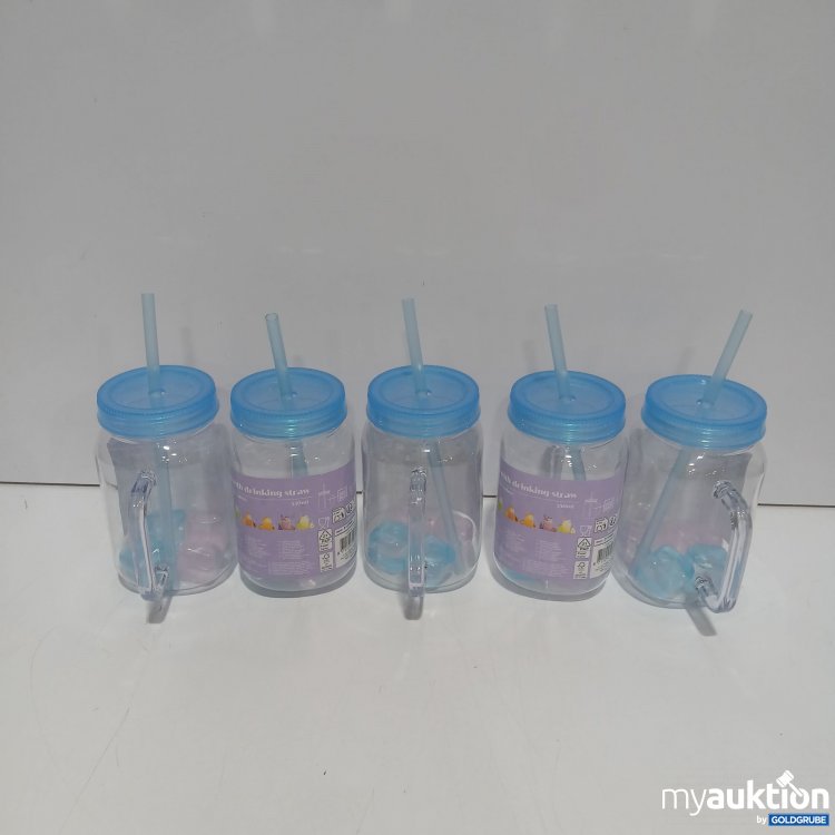 Artikel Nr. 929585: Cup with Drinking straw und Plastik Eiswürfel Blau 5Stk