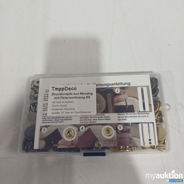 Artikel Nr. 933585 Artikel Nr. 933585: TmppDeco Druckknöpfe Messing mit Fixierwerkzeug Kit 90 Sets 4 Farben Größe 17mm