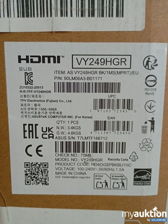 Artikel Nr. 471586 Artikel Nr. 471586: ASUS Monitor VY249HGR 23,8