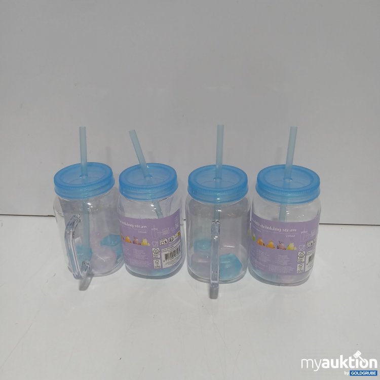 Artikel Nr. 929586: Cup with Drinking straw und Plastik Eiswürfel Blau 4Stk
