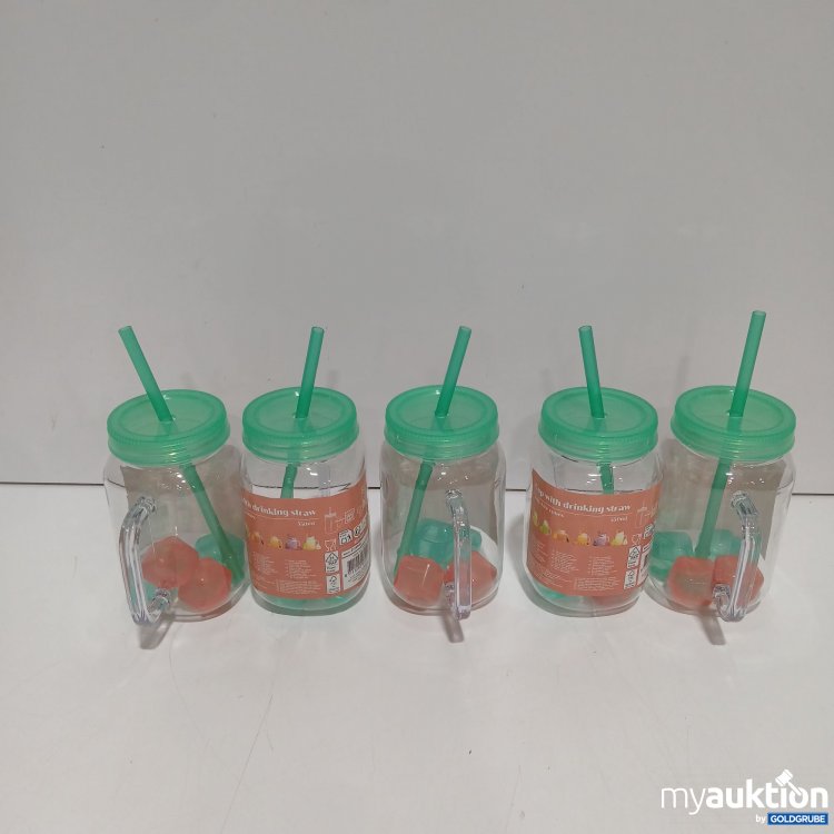Artikel Nr. 929587: Cup with Drinking straw und Plastik Eiswürfel Grün 5Stk 