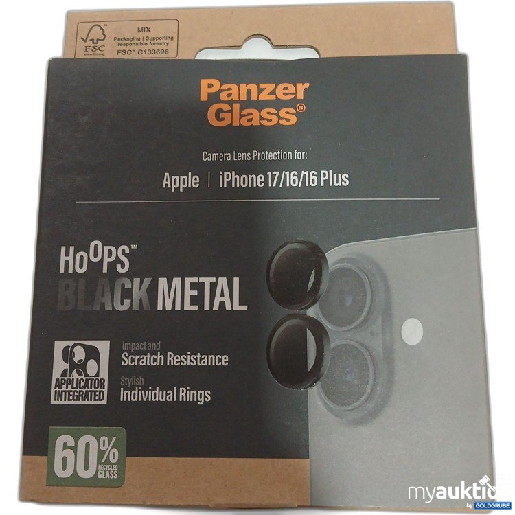 Artikel Nr. 955587: Panzer Glass Camera Lens Protection für Apple iPhone 17/16/16 Plus Hoops Black Metal 