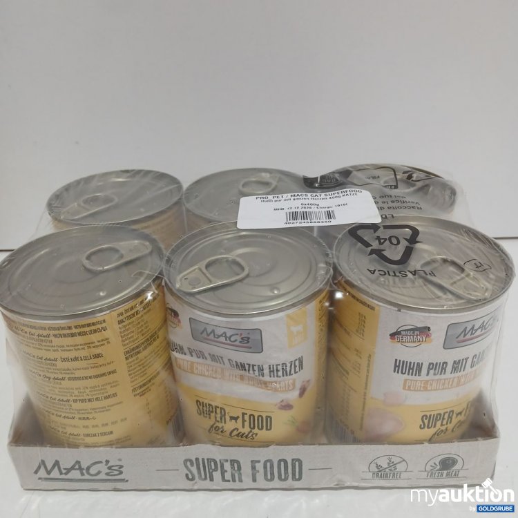 Artikel Nr. 973587: MAC's Huhn pur mit ganzen Herzen Super Food für Katzen 6x400 g