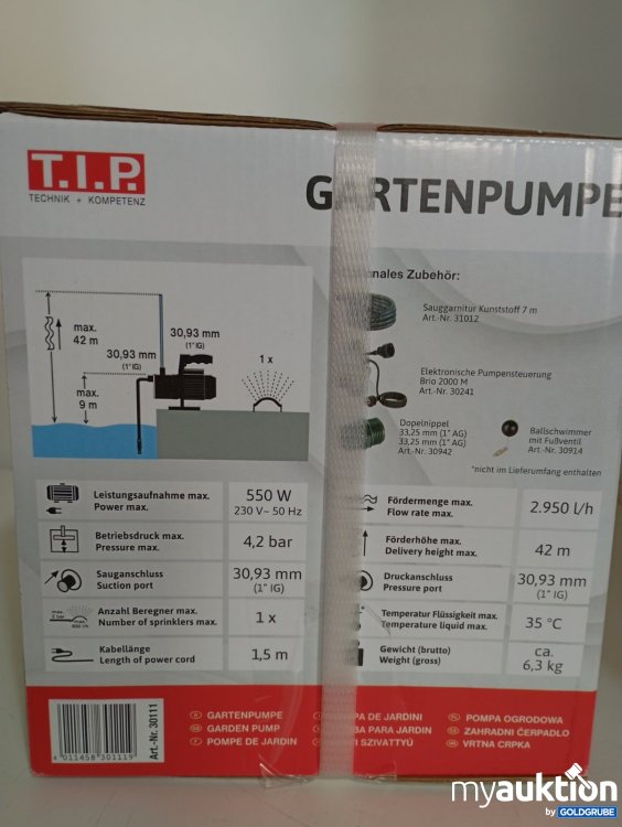 Artikel Nr. 471588 Artikel Nr. 471588: T.I.P. Gartenpumpe GP 3000 INOX Art.-Nr.30111