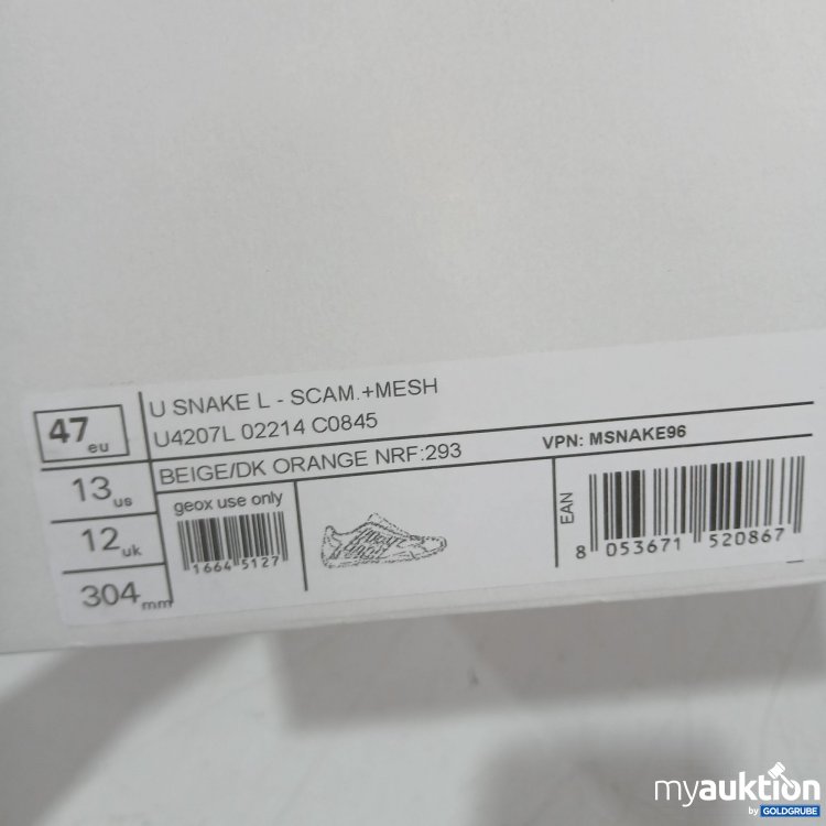Artikel Nr. 446590: Geox U Snake L-Scam +Mesh U4207L beige/ dk orange Gr 47