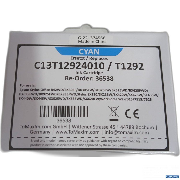 Artikel Nr. 445591 Artikel Nr. 445591: Ink Cartridge Cyan C13T12924010/ T1292