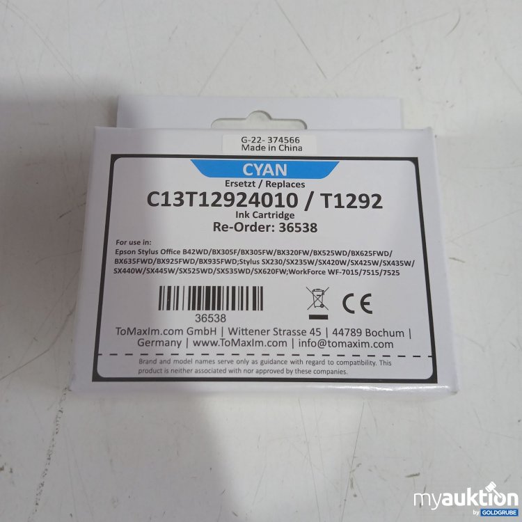 Artikel Nr. 445591 Artikel Nr. 445591: Ink Cartridge Cyan C13T12924010/ T1292