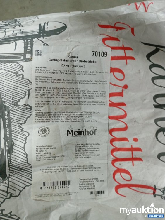 Artikel Nr. 467591: Karner Geflügelstarter für Biobetriebe 25 kg