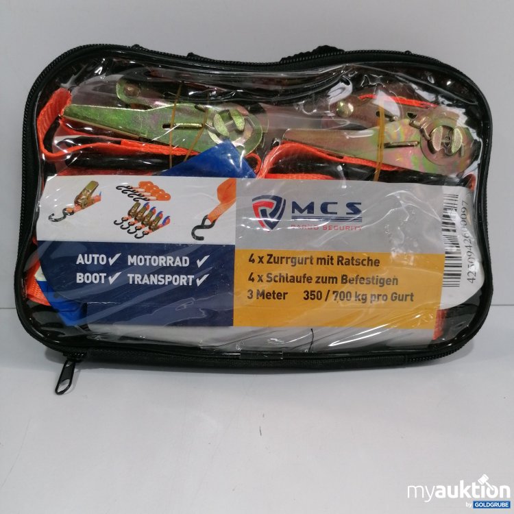 Artikel Nr. 850592 Artikel Nr. 850592: MCS 4x Zurrgurt mit Ratsche 3m, 350/700 kg pro Gurt