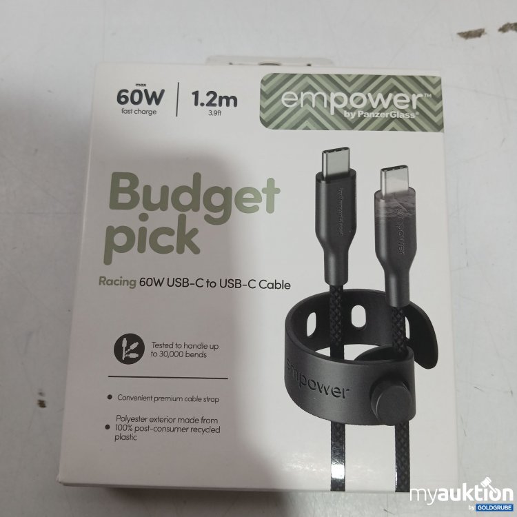 Artikel Nr. 955592: Panzer Glass empower Budget Pick Racing 60W USB-C to USB-C Cable 1,2m Schwarz 