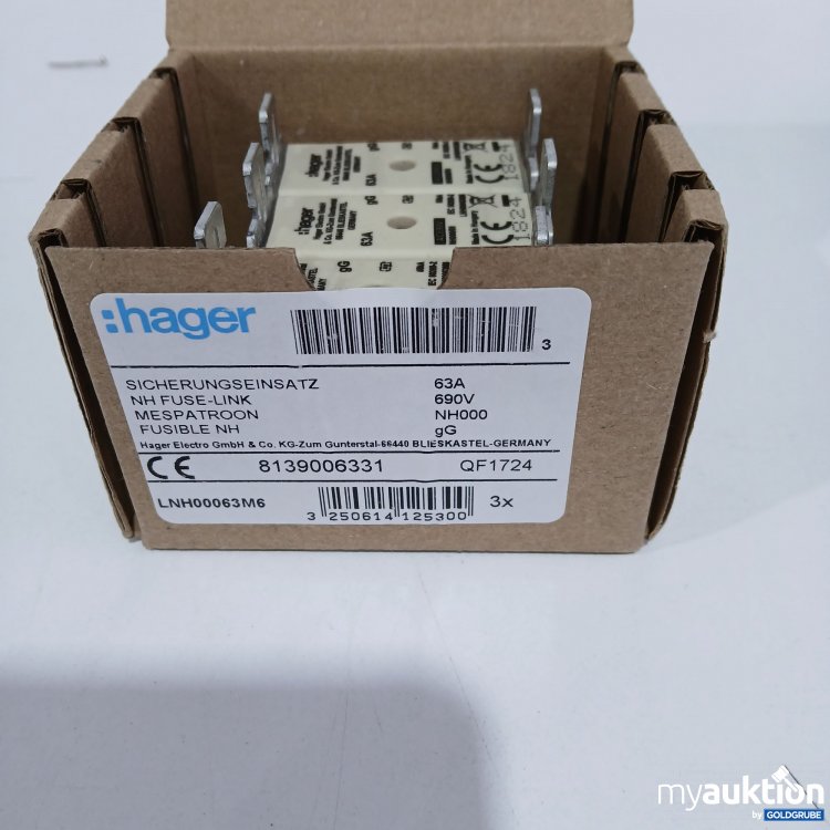 Artikel Nr. 428593: Hager Sicherungseinsatz NH Fuse Link