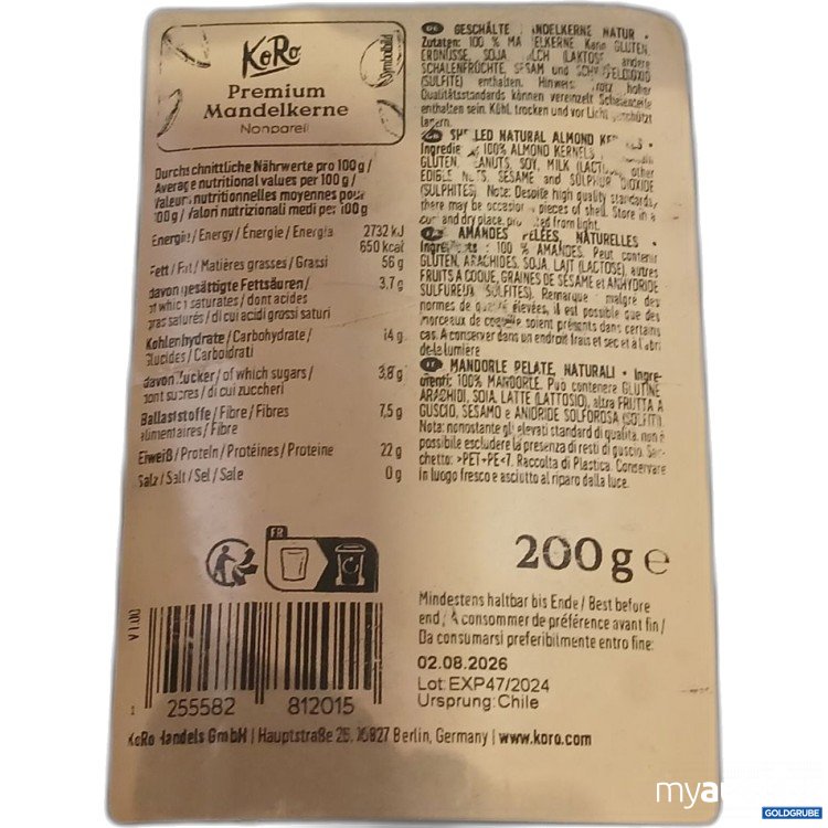 Artikel Nr. 969593: Koro Premium Mandelkerne 200g 