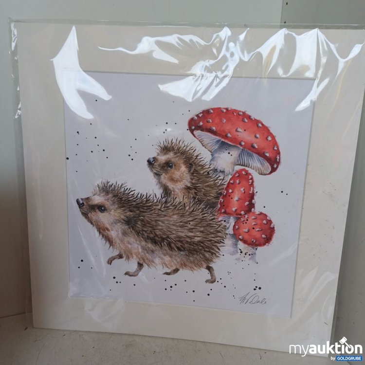 Artikel Nr. 976593: Wrendale Designs Kunstdruck Igel mit Fliegenpilzen