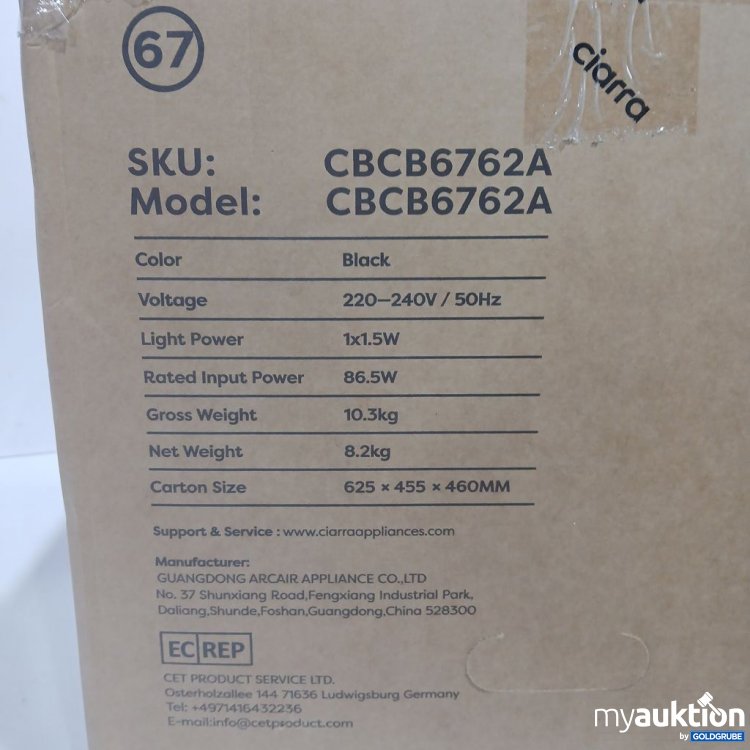 Artikel Nr. 893594 Artikel Nr. 893594: Ciarra Dunstabzugshaube CBCB6762A black