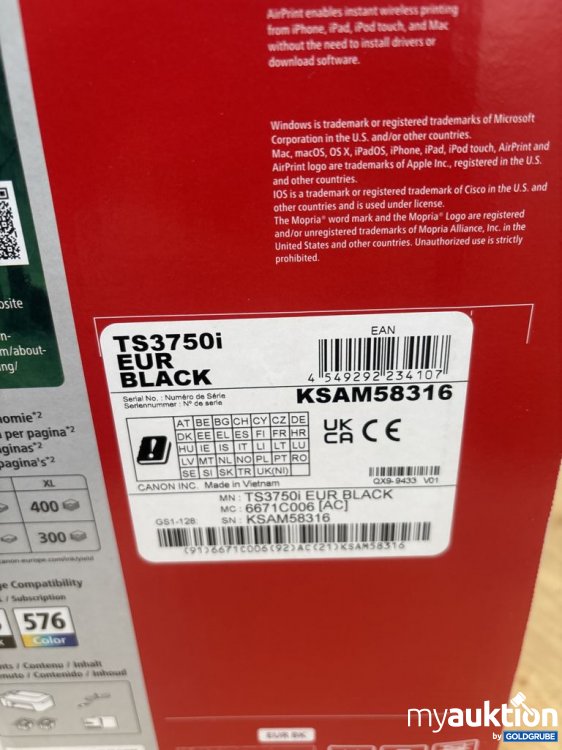 Artikel Nr. 921594: Canon PIXMA TS3750i Schwarz