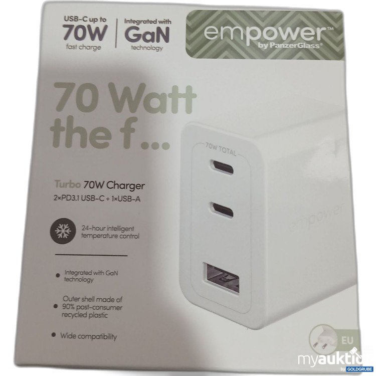 Artikel Nr. 955594: Panzer Glass empower 70 Watt the f... Turbo 70W Charger weiß GaN