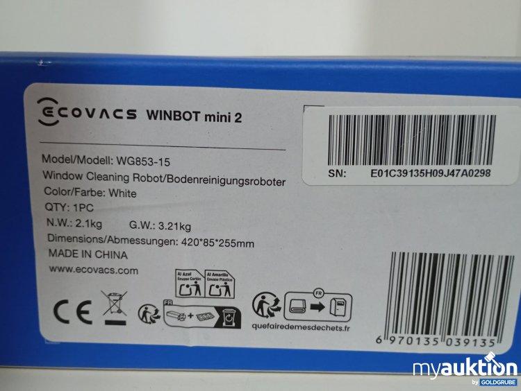 Artikel Nr. 471596 Artikel Nr. 471596: Ecovacs Window Cleaning Robot WINBOT mini 2 Modell: WG853-15