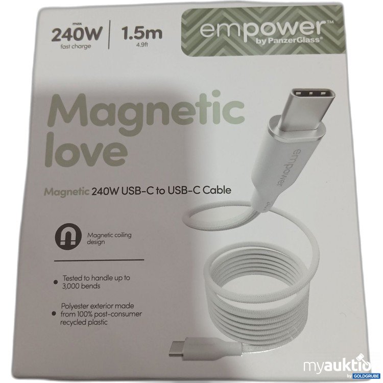 Artikel Nr. 955596: Panzer Glass empower Magnetic love Magnetic 240W USB-C to USB-C Cable weiß 1,5m 