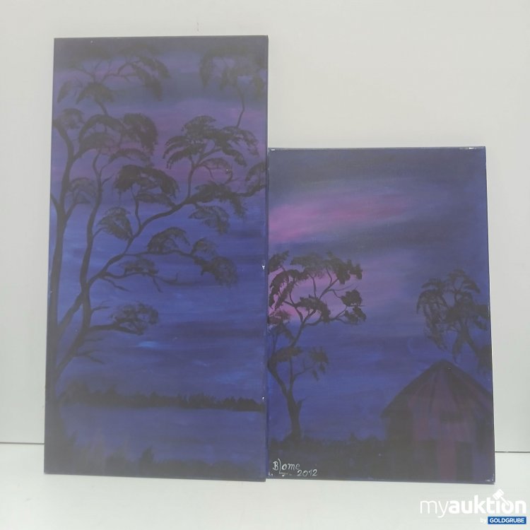 Artikel Nr. 461598: Wandbilder blau/schwarz/Lila 4x 