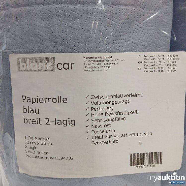 Artikel Nr. 464603: blanc car Papierrolle blau breit 2-lagig