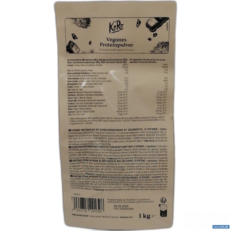 Artikel Nr. 889603: KoRo Veganes Proteinpulver Schoko Geschmack 