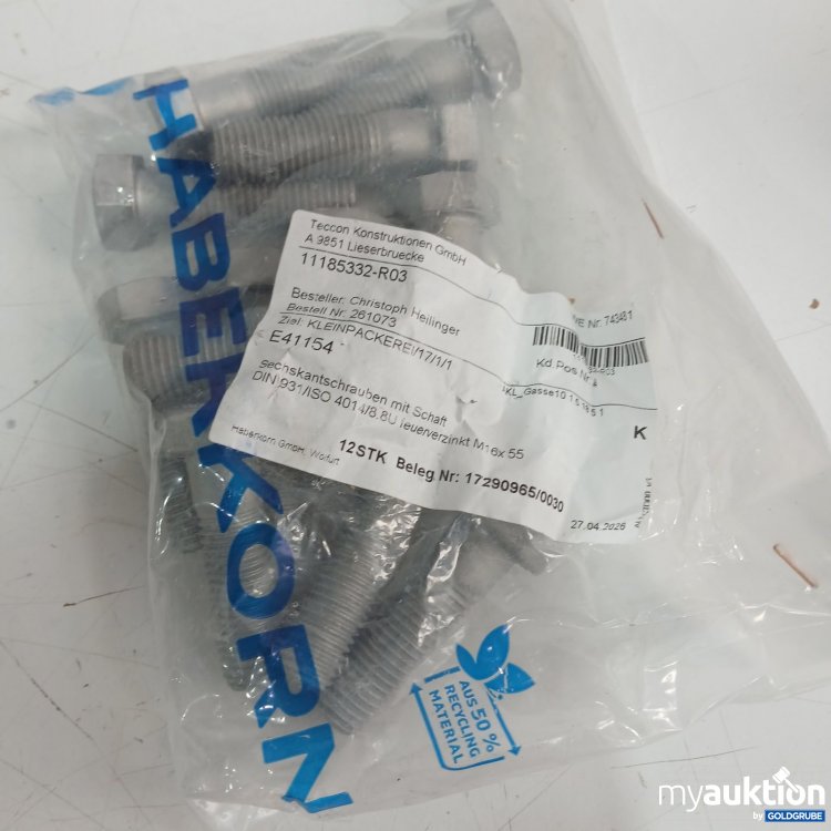 Artikel Nr. 466604 Artikel Nr. 466604: HABERKORN Sechskantschrauben M16x55 DIN 931/ISO 4014 8.8 feuerverzinkt
