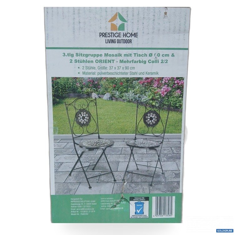 Artikel Nr. 443608 Artikel Nr. 443608: Prestige Home 3.tlg Sitzgruppe Mosaik mit Tisch ca 60cm Durchmesser, Art.No. 1213042-212874