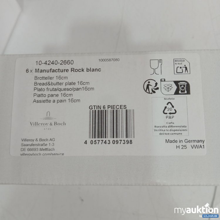 Artikel Nr. 446608 Artikel Nr. 446608: Villeroy & Boch Manufacture Rock blanc Brotteller 16 cm