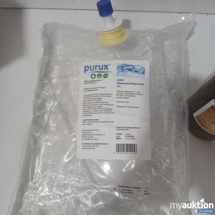 Artikel Nr. 993608 Artikel Nr. 993608: Purux Wasserstoffperoxid 3% 3L + Kunststoff-Flasche zur Aufbewahrung mit Beschriftung
