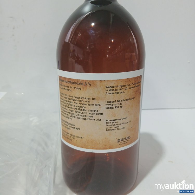 Artikel Nr. 993608 Artikel Nr. 993608: Purux Wasserstoffperoxid 3% 3L + Kunststoff-Flasche zur Aufbewahrung mit Beschriftung