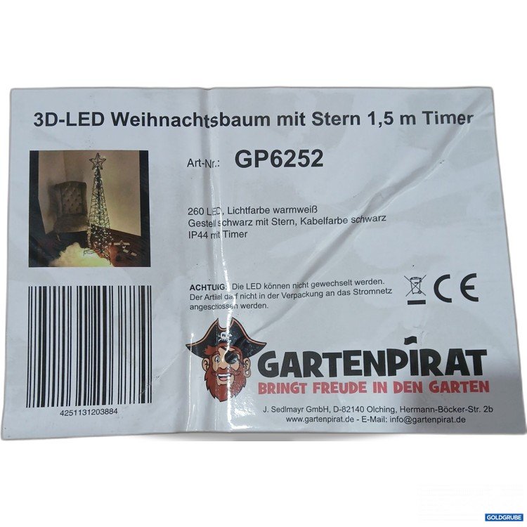 Artikel Nr. 967610: Gartenpirat 3D-LED Weihnachtsbaum mit Stern 1,5 m Timer, Art.No. GP6252