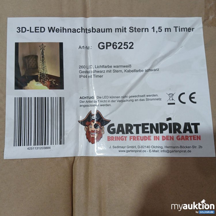 Artikel Nr. 967610: Gartenpirat 3D-LED Weihnachtsbaum mit Stern 1,5 m Timer, Art.No. GP6252