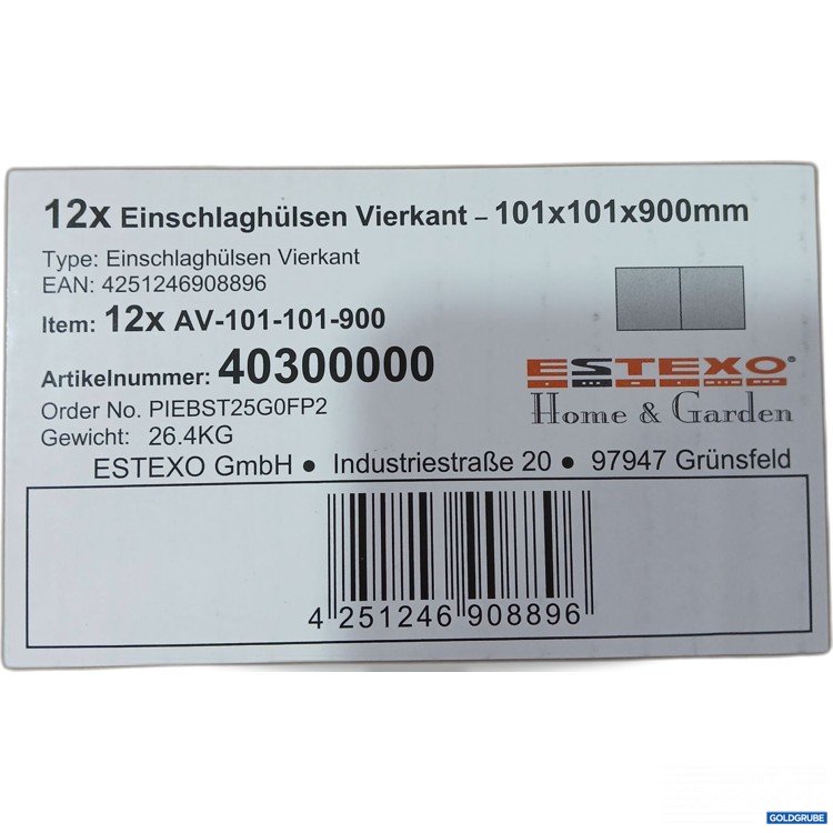 Artikel Nr. 967612: Estexo Einschlaghülsen Vierkant, 101×101×900mm, 12Stk, Art.No. 40300000