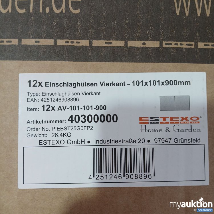 Artikel Nr. 967612: Estexo Einschlaghülsen Vierkant, 101×101×900mm, 12Stk, Art.No. 40300000