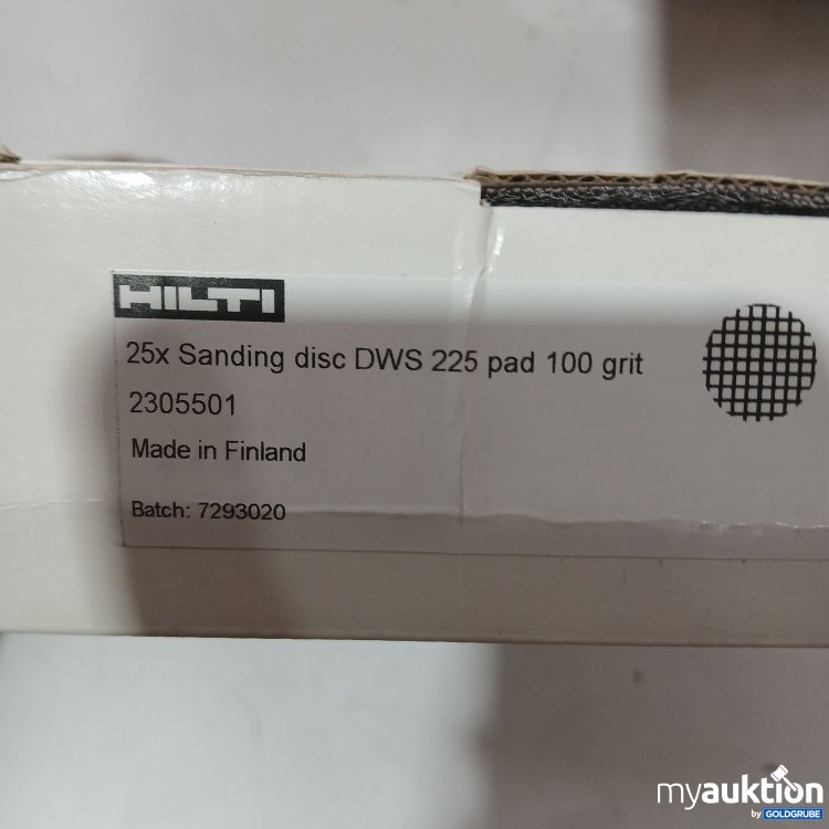 Artikel Nr. 443613 Artikel Nr. 443613: Hilti 25× Sanding Disc DWS 225 Pad 100 Grit, Art.No. 2305501