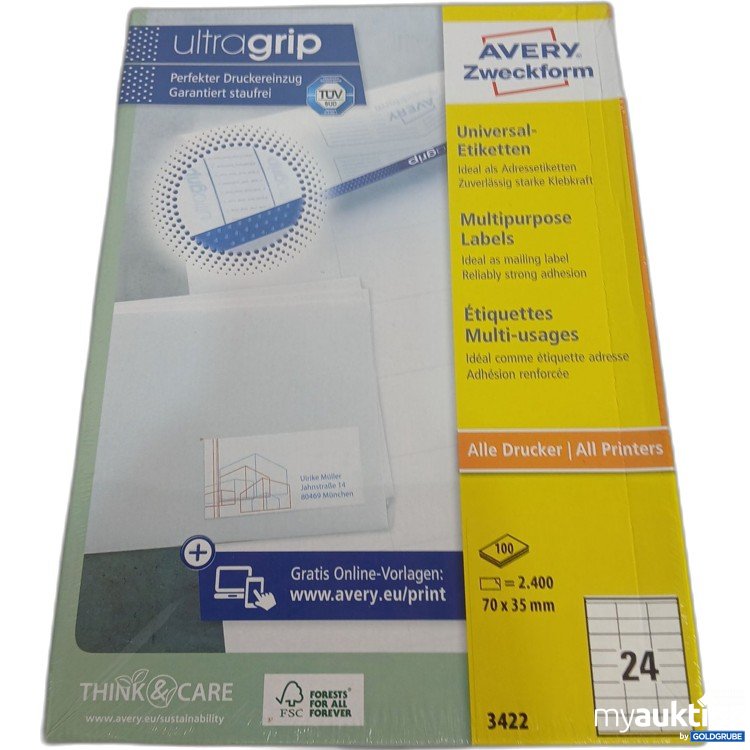 Artikel Nr. 957613: Avery Zweckform iltragrip Universal Etiketten 100Blatt 3422 