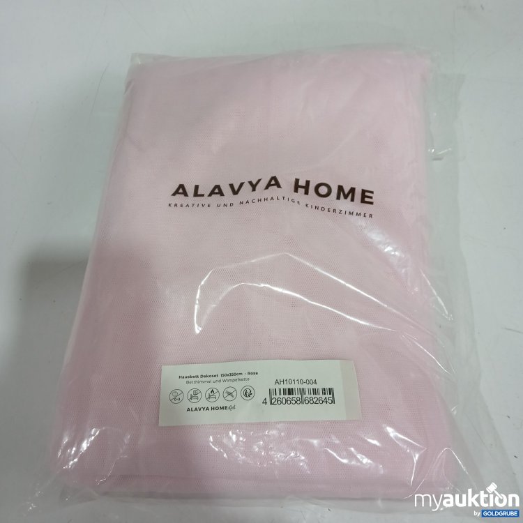 Artikel Nr. 441616: Alavya Home Hausbett Deko 150x350cm rosa Betthimmel & Wimpelkette 