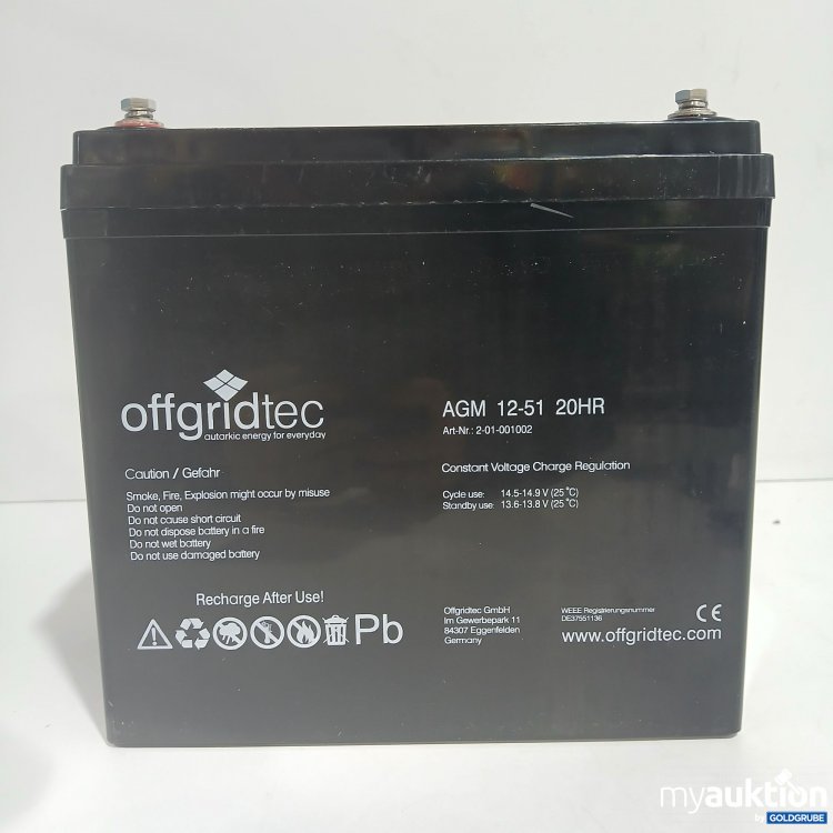 Artikel Nr. 872616 Artikel Nr. 872616: Offgridtec AGM Battery Series 12-51 20HR