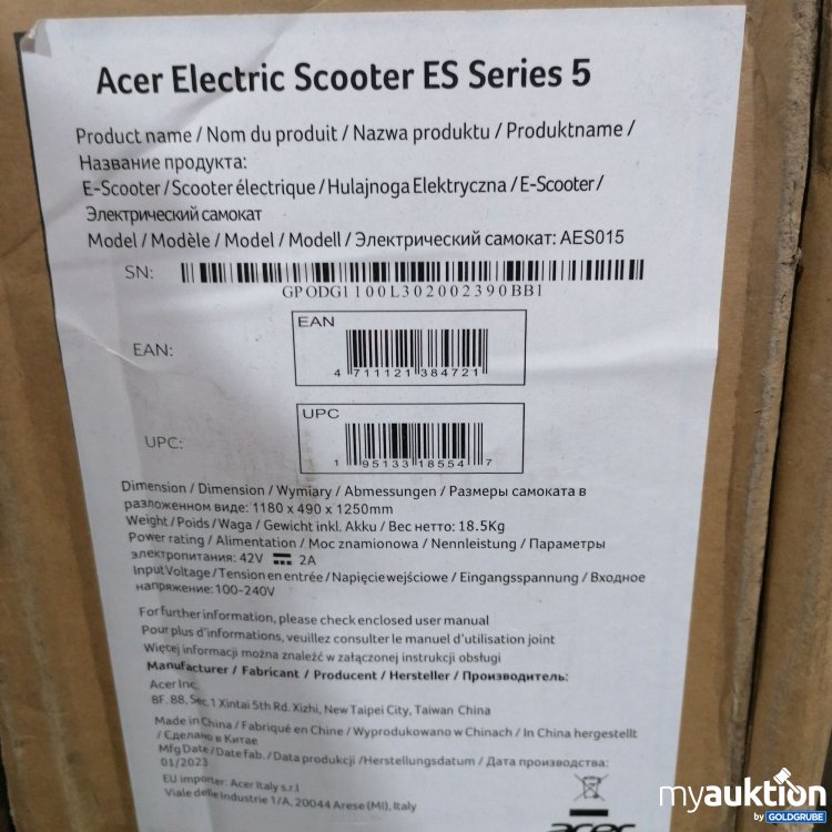 Artikel Nr. 721617: Acer Elektrischer City-Scooter ES Series 5