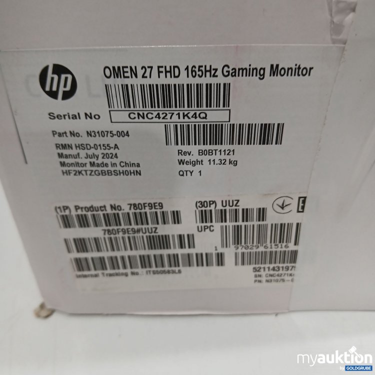 Artikel Nr. 911617: Hp Omen FHD 165 Hz IPS Gaming Monitor 