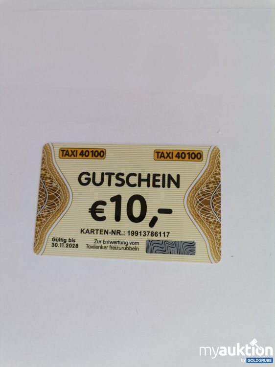 Artikel Nr. 845619: Taxi 40100 Gutschein Wert 10 Euro 