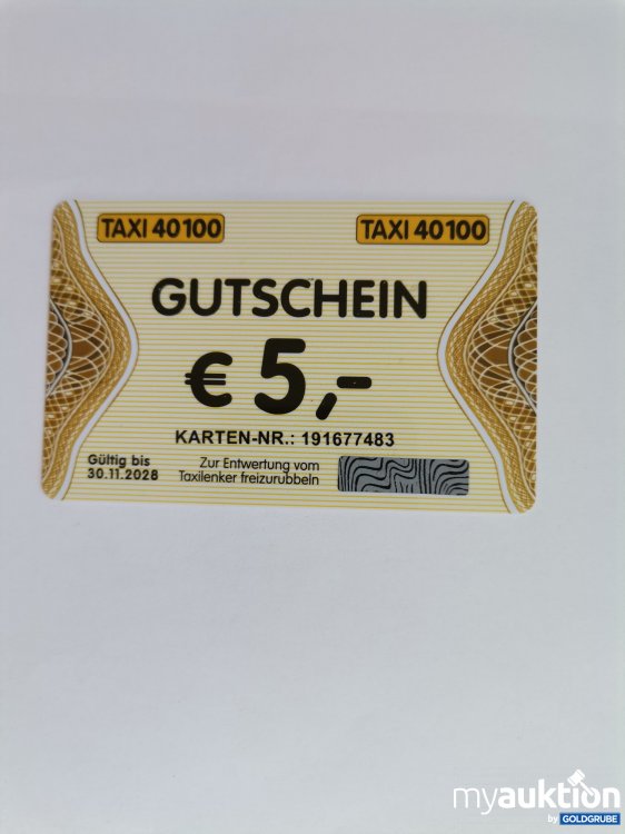 Artikel Nr. 845620 Artikel Nr. 845620: Taxi 40100 Gutschein Wert 5 €