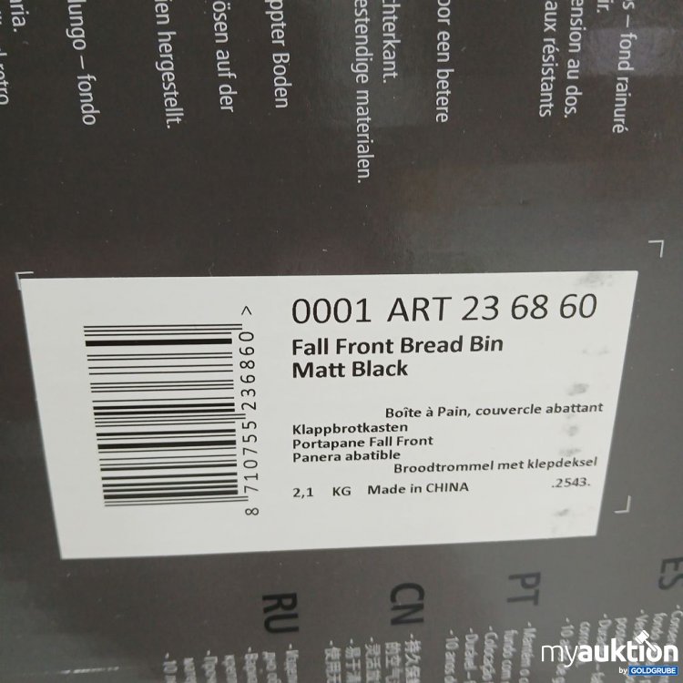 Artikel Nr. 921620: brabantia Fall Front Bread Bin Matt Black 2.1kg