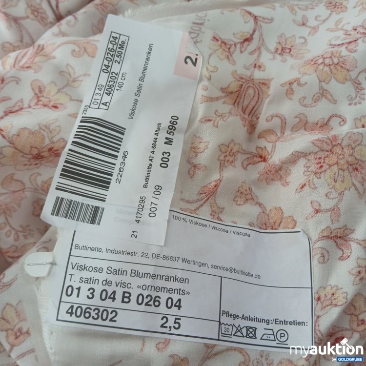 Artikel Nr. 939626: Buttinette Viskose Satin Blumenranken Tuch T. de visc. 