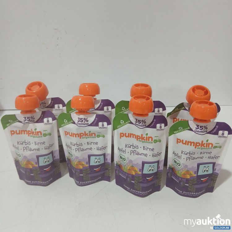 Artikel Nr. 995627 Artikel Nr. 995627: Pumpkin Organics Quetschie Kürbis, Birne, Apfel, Pflaume, Hafer je 100g 8Stk