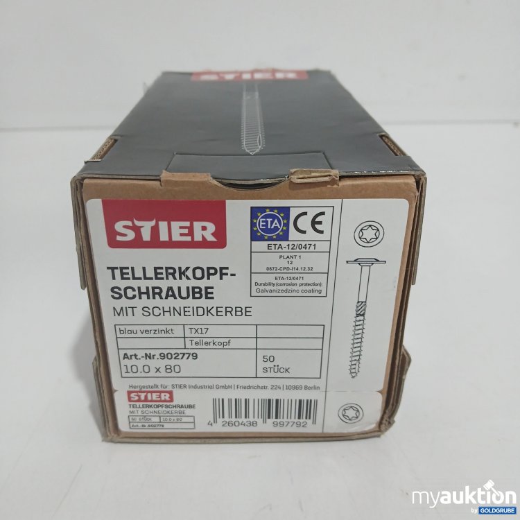 Artikel Nr. 872628 Artikel Nr. 872628: Stier Tellerkopfschrauben mit Schneidekerbe TX17 10.0x80 50Stk
