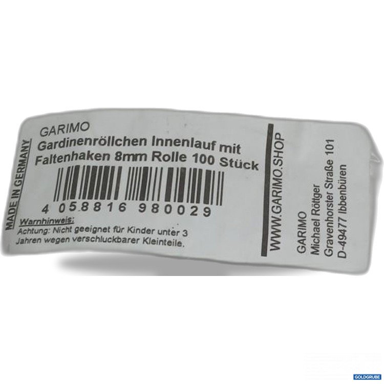 Artikel Nr. 919628: Garmio Gardinenröllchen Innenlauf mit Faltenhaken 100 Stück